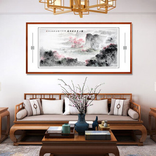 积善 现代中式手绘山水装饰画客厅沙发背景墙壁画风景挂画靠山办公室字画走廊过道玄关画 碧江春景展新图三尺四尺大六 125*65cm/幅