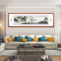积善 现代中式手绘山水装饰画客厅沙发背景墙壁画风景挂画靠山办公室字画走廊过道玄关画 碧莲峰下春意浓四开 六开 216*66cm/幅