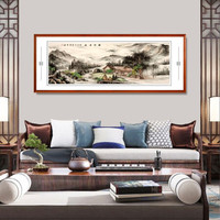 积善 中式手绘国画山水画办公室书房字画客厅沙发背景墙装饰画卧室挂画 A款 217*83cm/幅