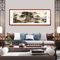 积善 中式手绘国画山水画办公室书房字画客厅沙发背景墙装饰画卧室挂画 C款 217*83cm/幅