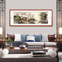 积善 中式手绘国画山水画办公室书房字画客厅沙发背景墙装饰画卧室挂画 E款 217*83cm/幅