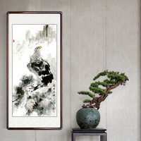 积善  新中式手绘花鸟画客厅装饰画字画走廊玄关挂画卧室壁画中堂画过道竖版办公室墙画 长年大贵 四尺带框80*165cm/幅