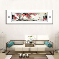 积善 新中式客厅装饰画荔枝花鸟画办公室字画书房挂画沙发背景墙壁画大吉大利餐厅画 大吉大利 横幅六开 六开216x66cm/幅