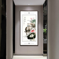 积善 新中式客厅装饰画荔枝花鸟画办公室字画书房挂画沙发背景墙壁画大吉大利餐厅画 牧牛图竖幅 三尺 三尺125*65cm/幅