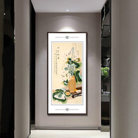 积善 新中式客厅装饰画荔枝花鸟画办公室字画书房挂画沙发背景墙壁画大吉大利餐厅画 满堂和气竖幅 四尺 四尺80*165cm/幅