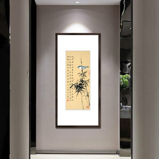 积善  新中式手绘花鸟画客厅沙发背景墙装饰字画走廊玄关挂画餐厅卧室壁画中堂画过道竖版办公室墙画 D款 100x50cm/幅