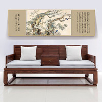 积善 新中式客厅床头装饰画现代简约沙发背景墙晶瓷画欧式卧室抽象玄关装饰画过道走廊挂画 梅开五福 150cm*40cm/幅(推荐1.8米床使用)