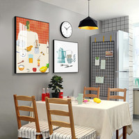 忆画餐厅装饰画客厅北欧现代简约沙发背景墙壁画免打孔个性创意玄关走廊挂画 G-厨房物语 50*70+50*50cm拉丝亮钛金框