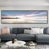 忆画北欧卧室装饰画床头挂画现代简约温馨风景画宾馆酒店装饰画客厅沙发背景墙壁画有框画 E-黄昏 爵士黑框50*180cm适配1.8米及亦以上客厅