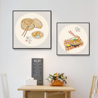 忆画新中式餐厅装饰画单幅客厅挂画齐白石沙发背景墙卧室玄关现代简约风格有框画 D-早安 70*70cm原木色框