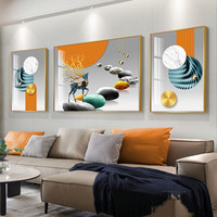 忆画客厅装饰画晶瓷画现代简约北欧抽象挂画三联画美式沙发背景墙有框画壁画 I-一路有你 两边40*60cm+中间60*80cm拉丝亮钛金