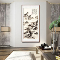 积善  新中式山水画客厅装饰画办公室沙发背景墙国画字画书房茶室挂画壁画风景靠山图 巫山十二峰 四尺带框165*80cm/幅