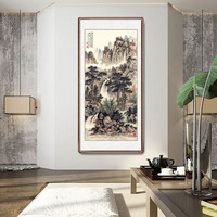 积善  新中式山水画客厅装饰画办公室沙发背景墙国画字画书房茶室挂画壁画风景靠山图 曲径通幽 三尺带框125*65cm/幅