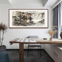 积善  新中式山水画客厅装饰画办公室沙发背景墙国画字画书房茶室挂画壁画风景靠山图 溪上闲坐 四尺带框165*80cm/幅