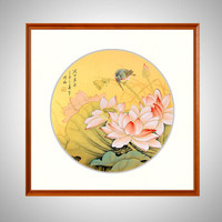 积善 新中式客厅装饰画手绘牡丹花开富贵沙发背景墙字画卧室挂画走廊过道玄关画 花中君子 65*65cm/幅