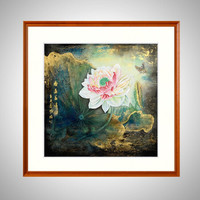 积善 新中式客厅装饰画手绘荷花客厅沙发背景墙字画卧室挂画走廊过道玄关画 香远益清 四尺斗方85*85cm/幅