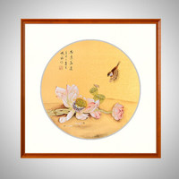 积善 新中式客厅装饰画手绘牡丹花开富贵沙发背景墙字画卧室挂画走廊过道玄关画 香远益清 65*65cm/幅