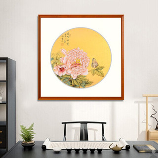 积善 新中式客厅装饰画手绘牡丹花开富贵沙发背景墙字画卧室挂画走廊过道玄关画 花开富贵 65*65cm/幅