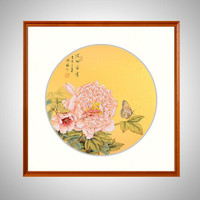 积善 新中式客厅装饰画手绘牡丹花开富贵沙发背景墙字画卧室挂画走廊过道玄关画 花开富贵 65*65cm/幅