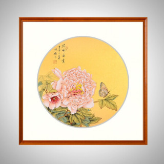 积善 新中式客厅装饰画手绘牡丹花开富贵沙发背景墙字画卧室挂画走廊过道玄关画 花开富贵 65*65cm/幅