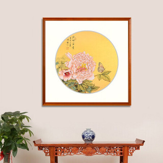 积善 新中式客厅装饰画手绘牡丹花开富贵沙发背景墙字画卧室挂画走廊过道玄关画 花开富贵 65*65cm/幅