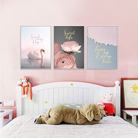 艺满堂 客厅装饰画现代简约北欧风格沙发背景墙画餐厅壁画粉红色卧室挂画 C款 粉色梦境 40*60象牙白