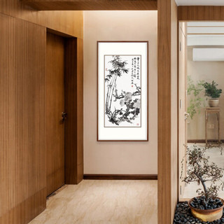 弘舍  新中式玄关装饰画走廊挂画过道壁画字画国画  梅兰竹菊 田园柚木 成品尺寸 高130*宽70cm