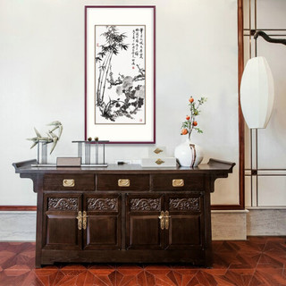 弘舍  新中式玄关装饰画走廊挂画过道壁画字画国画  梅兰竹菊 田园柚木 成品尺寸 高130*宽70cm