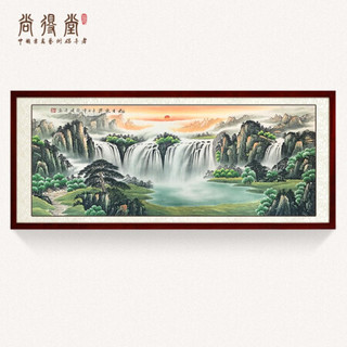 名家手绘国画山水画聚宝盆客厅装饰画沙发背景墙旭日东升办公室挂画真迹字画水墨画 沙比利实木框-直角棕色-发顺丰 定制尺寸请联系客服-发顺丰