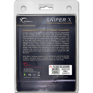 G.SKILL 芝奇 Sniper X 狙击者系列 DDR4 3200MHz 台式机内存 马甲条 战舰白 32GB 16GB*2 F4-3200C16D-32GSXWB