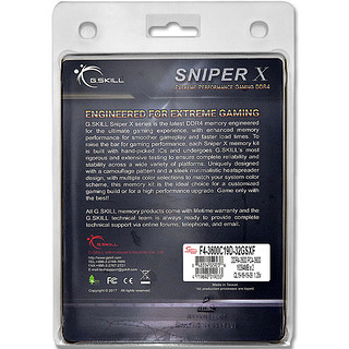 G.SKILL 芝奇 Sniper X 狙击者系列 DDR4 3600MHz 台式机内存 马甲条 莽林绿 32GB 16GB*2 F4-3600C19D-32GSXF