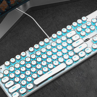 MageGee 机械风暴 朋克版 104键 有线机械键盘 白色 国产青轴 单光