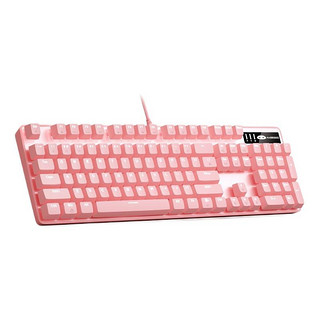 MageGee 机械风暴 II 104键 有线机械键盘 粉色 国产红轴 单光
