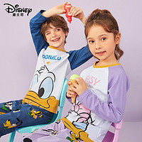 Disney 迪士尼 薄棉少儿儿童男童女童学生圆领长袖长裤家居服空调服套装 8D149D0 亮宝蓝