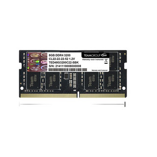 Team 十铨 ELITE DDR4 3200MHZ 普条 笔记本内存 黑色 8GB