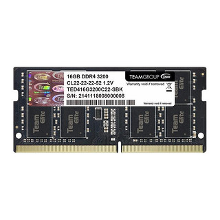 Team 十铨 DDR4 3200MHz 笔记本内存 普条 黑色 16GB TED416G3200C22-SBK