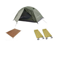 BLACKDEER 黑鹿 丘陵 三季帐篷+地席+单人充气垫*2 橄榄绿 215*130*100cm 2人