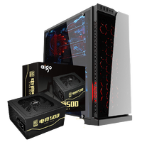 aigo 爱国者 ATX机箱 半侧透 含电源 500W 炫影黑