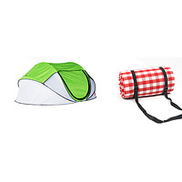 kommot 雷雳 全景天窗帐篷+红白格野餐垫