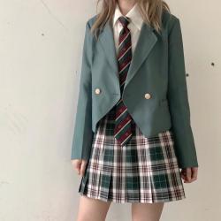 春日制服部 极地苔原 jk制服 深绿色格裙