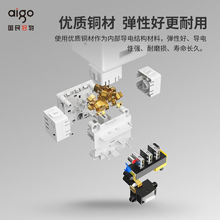 aigo 爱国者 魔方智能USB插座  3位插孔+3USB防过载 全长1.5米白色 AC0331M