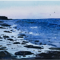 ARTMORN 墨斗鱼艺术 周光《海岸线》28×19cm 2020年 水彩原作客厅装饰画 现代简约床头画