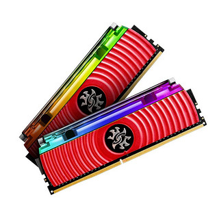 ADATA 威刚 XPG系列 龙耀 D80 DDR4 3000MHz RGB 台式机内存 灯条 红色 16GB 8GB*2