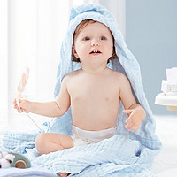 全棉时代 婴儿浴巾 6层水洗纱布浴巾 纯棉大毛巾被盖礼盒装 蓝色115*115cm