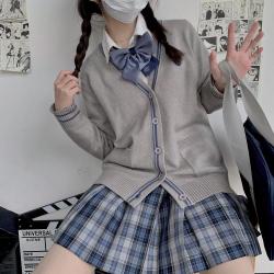 春日制服部 花绀千鸟 jk制服 深蓝色格裙