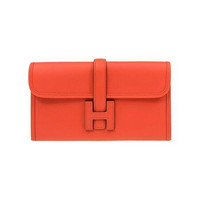 HERMÈS 爱马仕 女士皮质手拿包 橙色