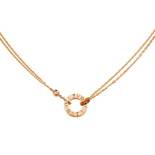 cartier卡地亚love系列b7224509字母18k玫瑰金钻石项链003克拉41cm