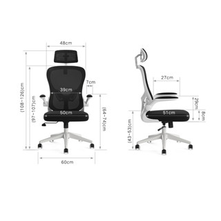HBADA 黑白调 轻灵系列 HDNY163WG 人体工学电脑椅 冰岛白 升级款