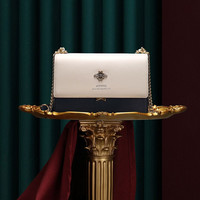 JIVIVIL 女士牛皮单肩斜挎包 J618510 蓝白配 小号