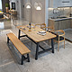 QiCHo 欧式轻奢实木餐桌椅组合简约家用电脑桌长方形餐厅铁艺复古办公桌